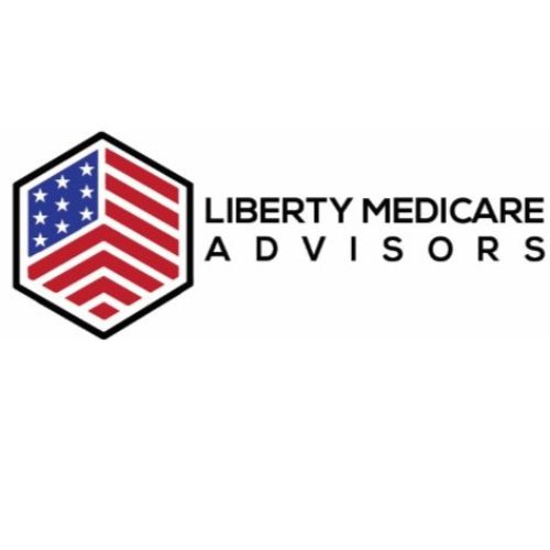 Liberty Medicare Advisors logo featuring a hexagonal emblem with an American flag design to the left of the company's name in sleek black text, brought to you by Partee. - Rice Lake Chamber of Commerce