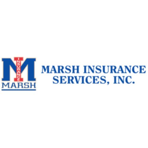 Logo of Marsh Insurance Services, Inc., featuring a large blue "M" with the word "Insurance" in red vertical text, alongside the company name "Marsh Insurance Services" in bold blue capital letters. - Rice Lake Chamber of Commerce