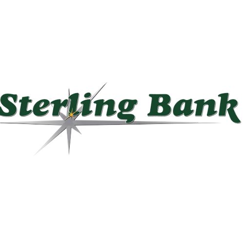 The image shows the Sterling Bank logo with the bank's name written in green font and a star-like design incorporated into the text. - Rice Lake Chamber of Commerce