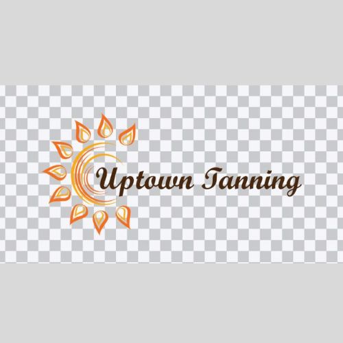 Logo for Uptown Tanning featuring a stylized sun with orange rays on the left and the company name in elegant script font on the right, reminiscent of Two Rivers Accounting's sleek design. - Rice Lake Chamber of Commerce