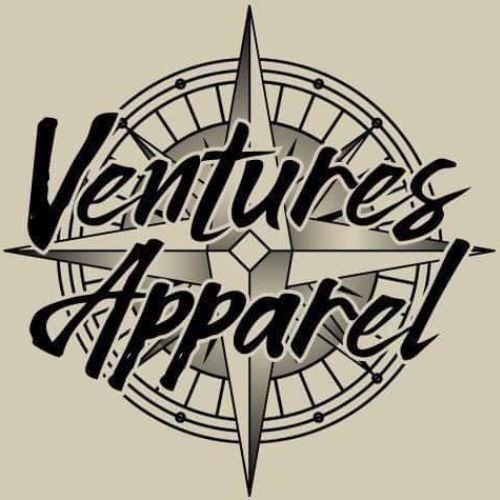 Ventures Apparel" logo with stylized text over a compass rose background, reminiscent of a US Bank's emblem. - Rice Lake Chamber of Commerce